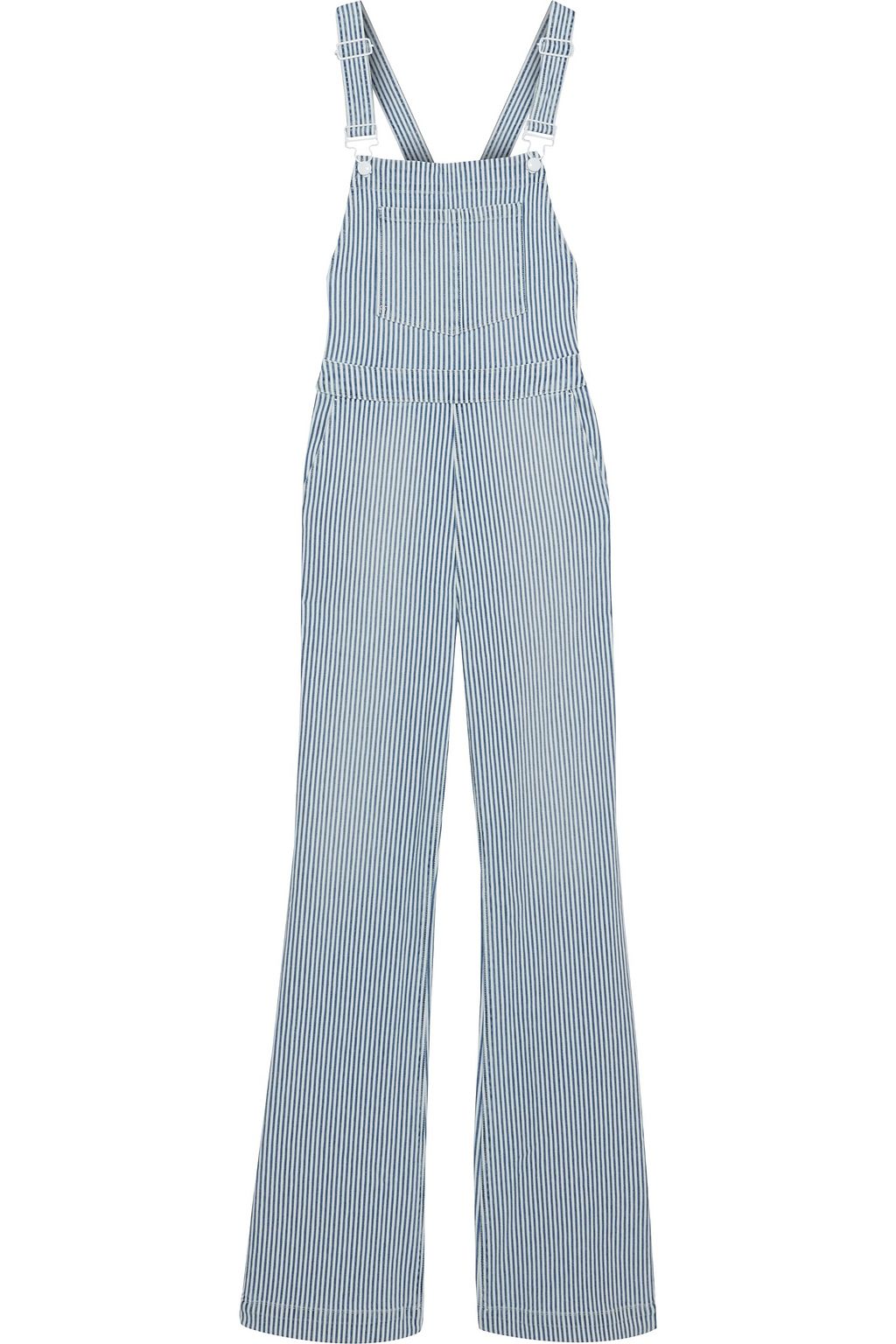 striped denim jumpsuit