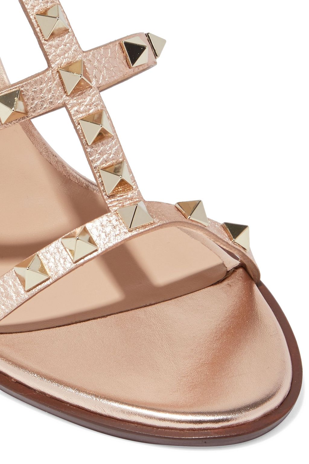 VALENTINO GARAVANI Rockstud metallic textured-leather sandals