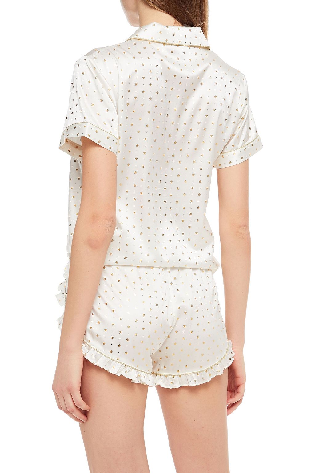 MORGAN LANE Tami metallic printed silk-blend satin pajama shirt
