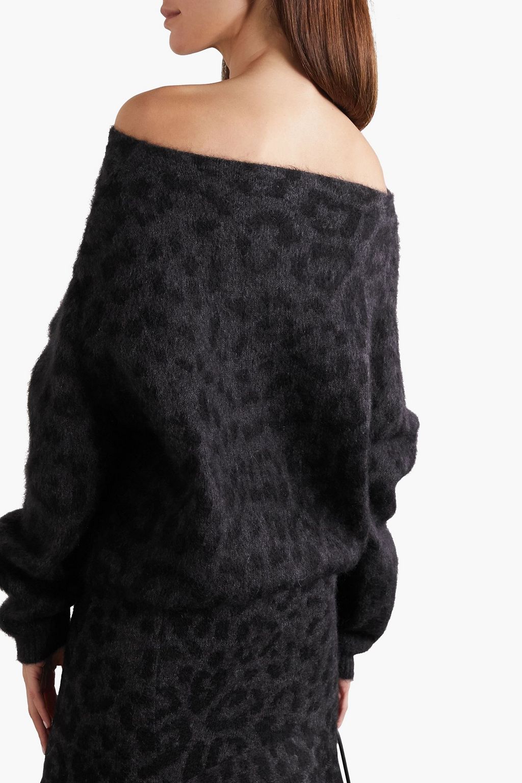 VALENTINO GARAVANI Off-the-shoulder mohair-blend jacquard-knit sweater