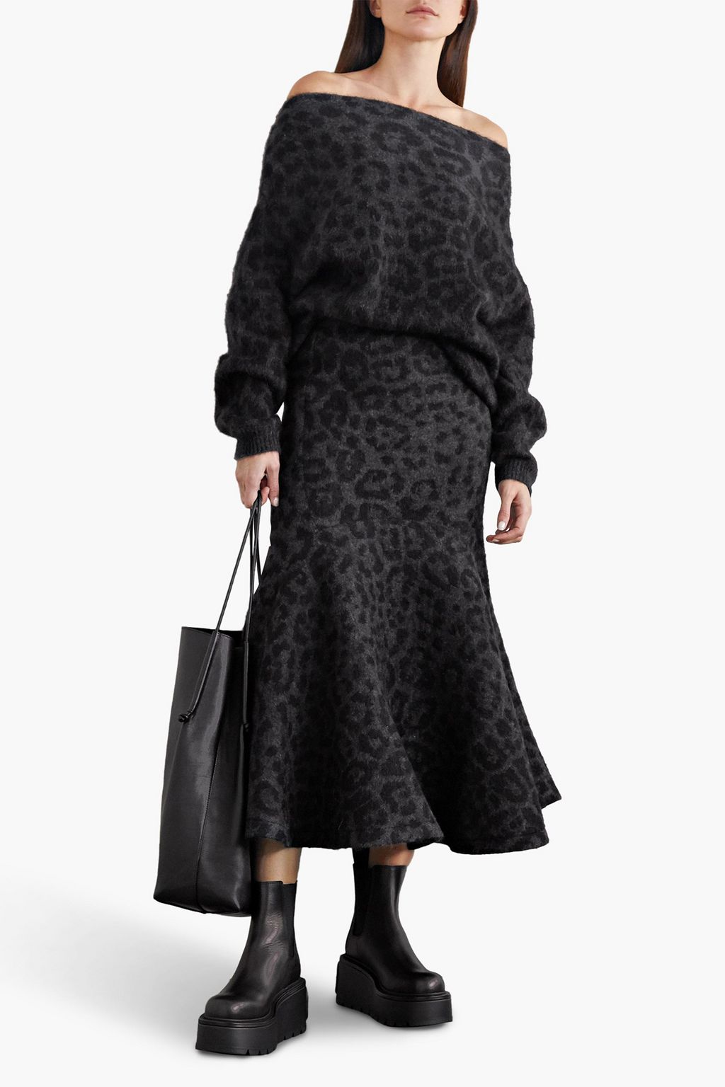 VALENTINO GARAVANI Off-the-shoulder mohair-blend jacquard-knit sweater