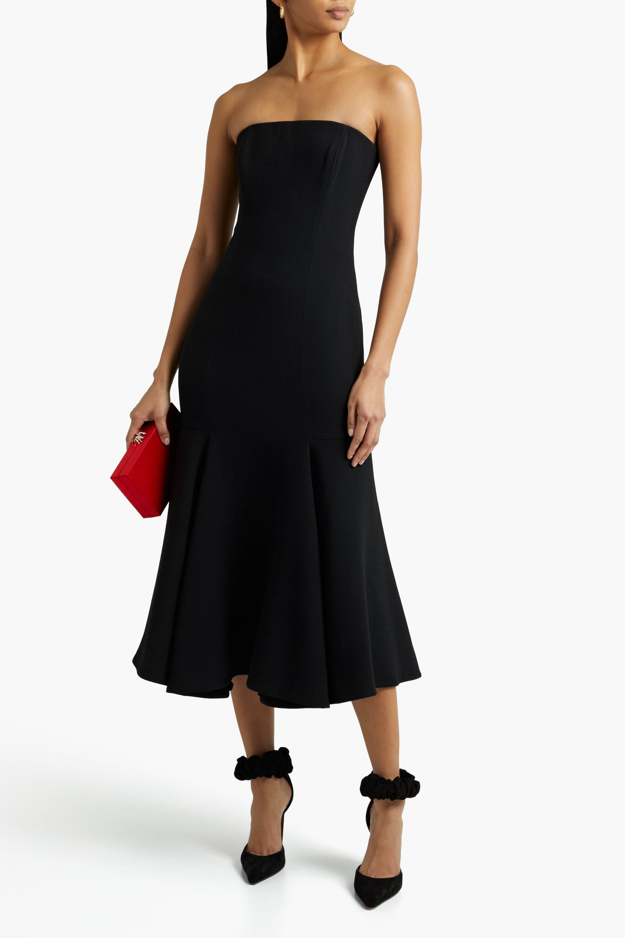 Valentino Garavani Strapless wool-blend crepe midi dress