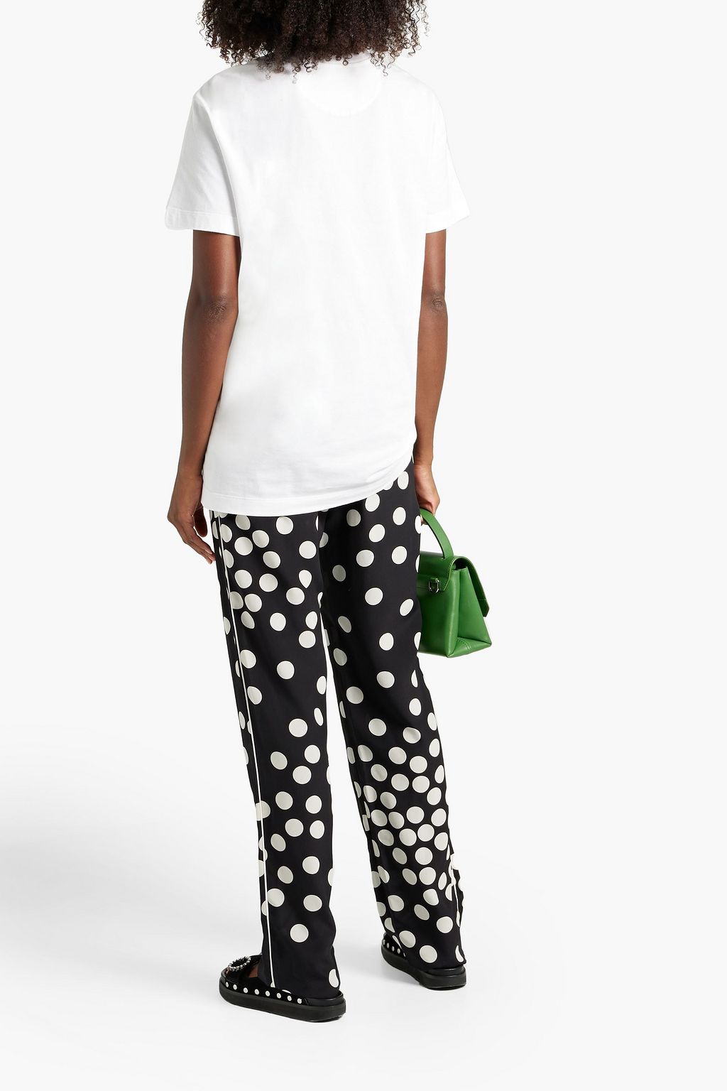 VALENTINO GARAVANI Polka-dot silk crepe de chine straight-leg pants