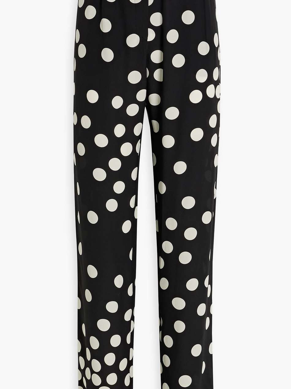 polka-dot silk crepe de chine straight-leg pants