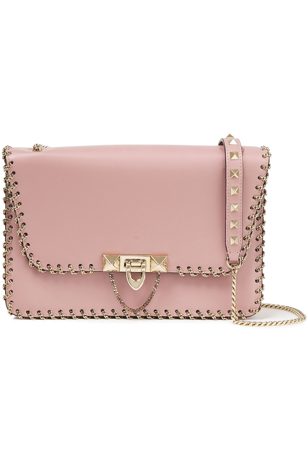 VALENTINO GARAVANI Demilune small chain-trimmed leather shoulder bag