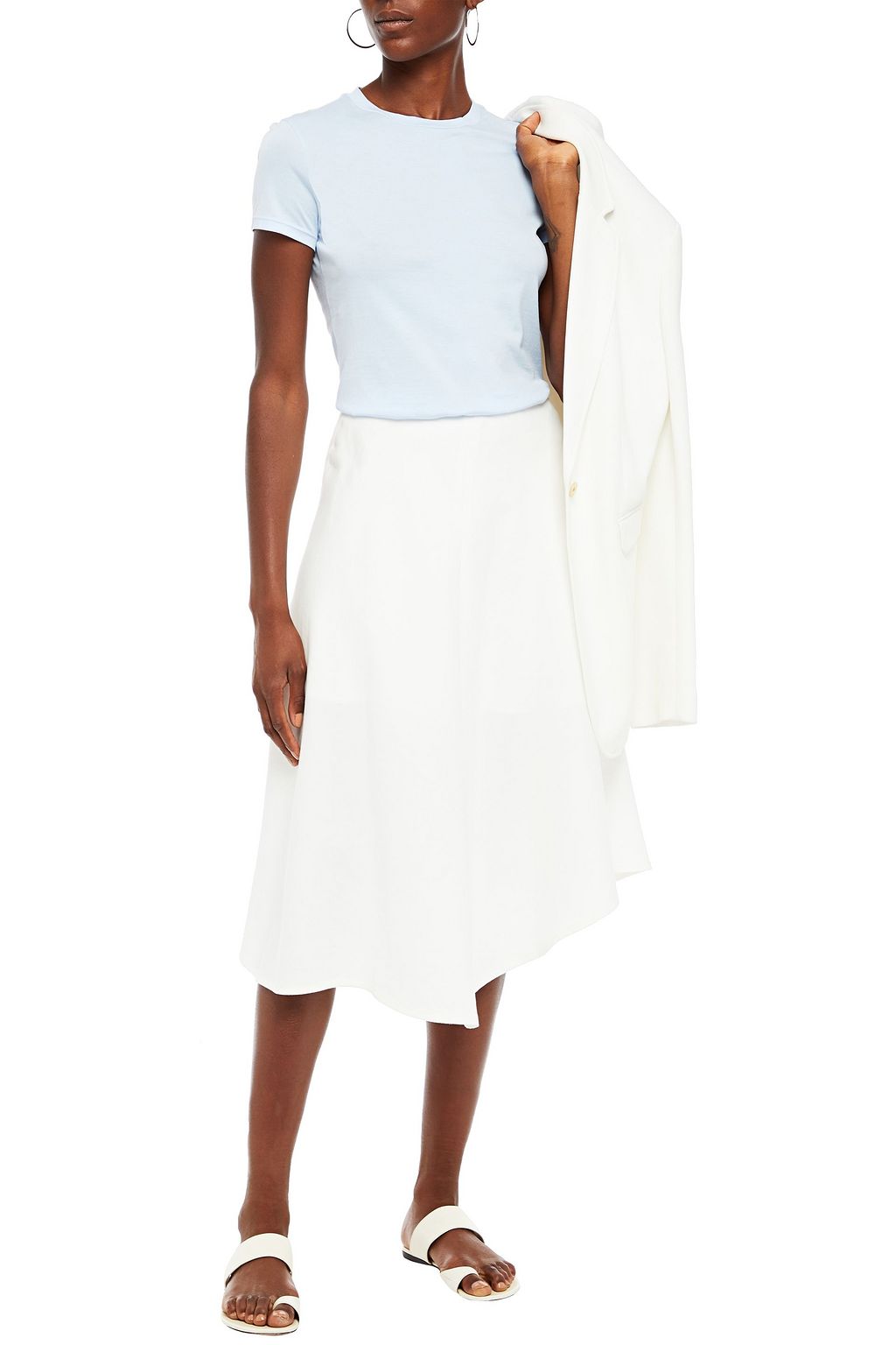 VINCE. Asymmetric linen and cotton-blend twill skirt