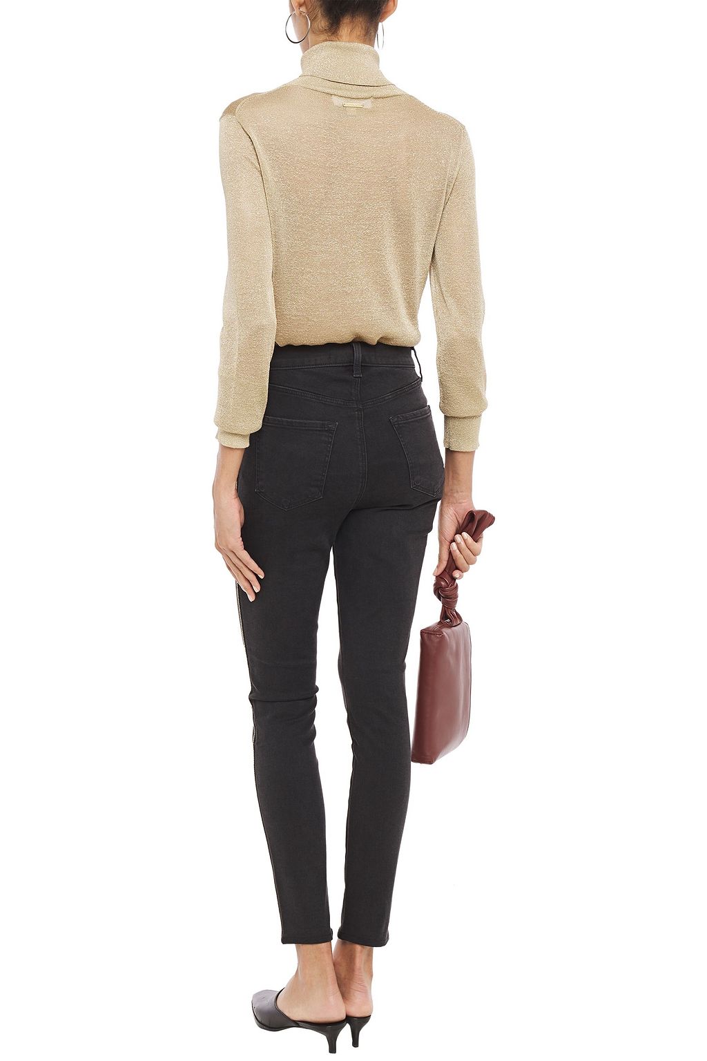 J BRAND Leenah metallic-trimmed high-rise skinny jeans