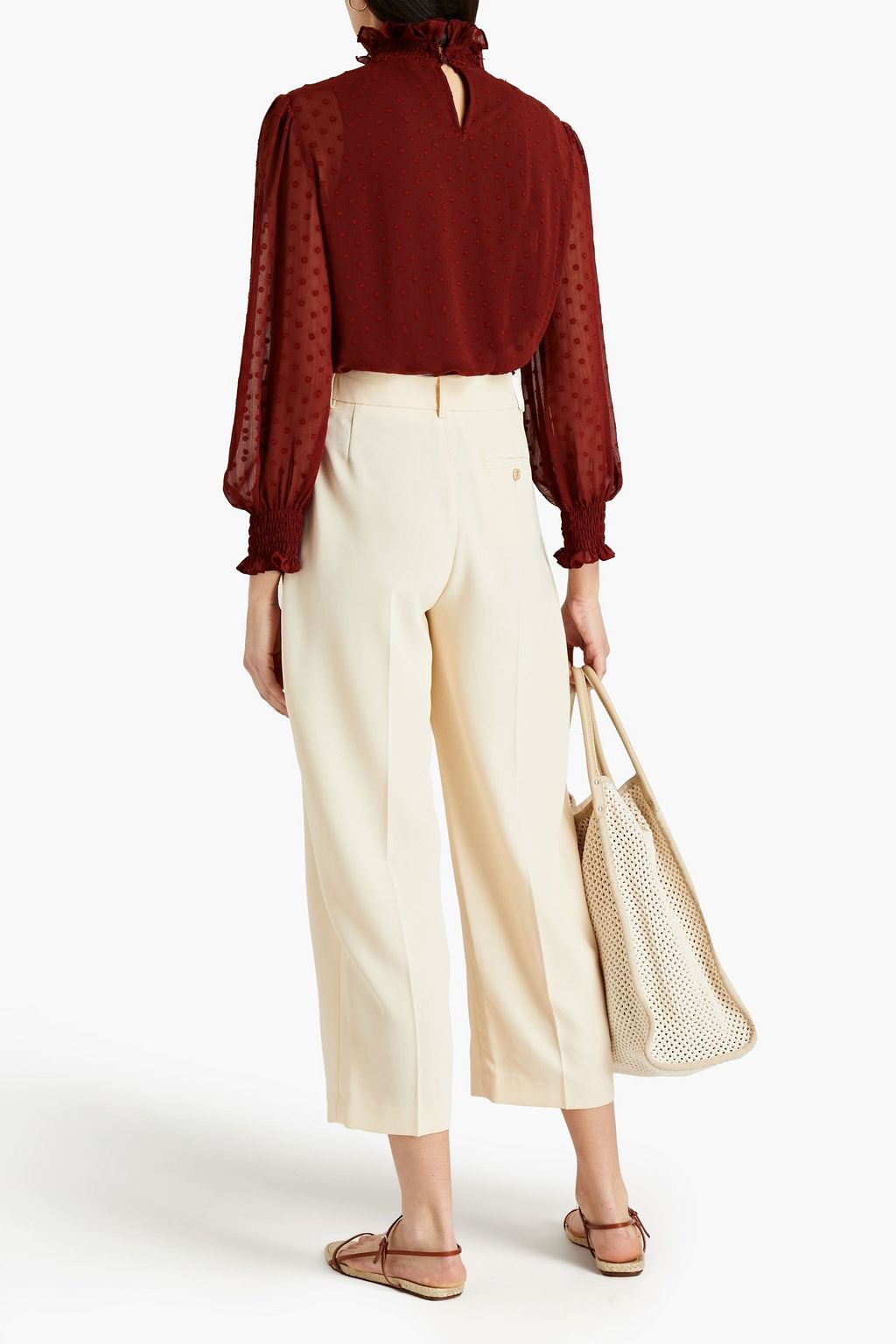 SEE BY CHLOÉ Cropped pleated crepe tapered pants