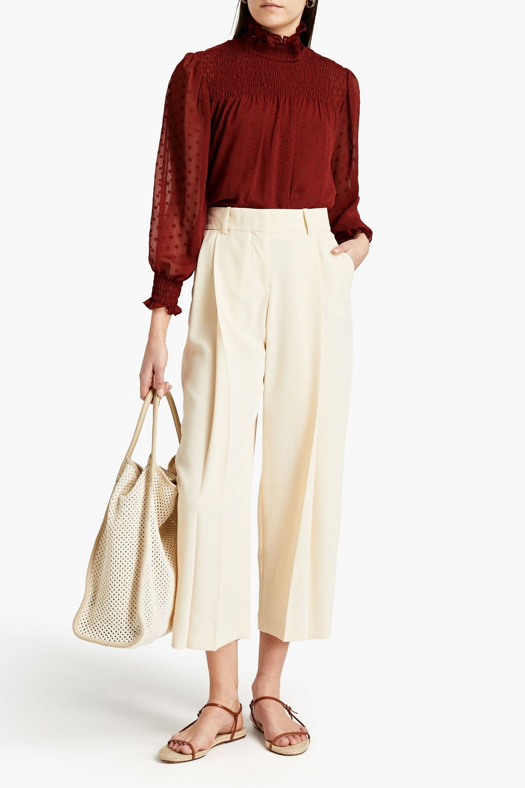 SEE BY CHLOÉ Cropped pleated crepe tapered pants