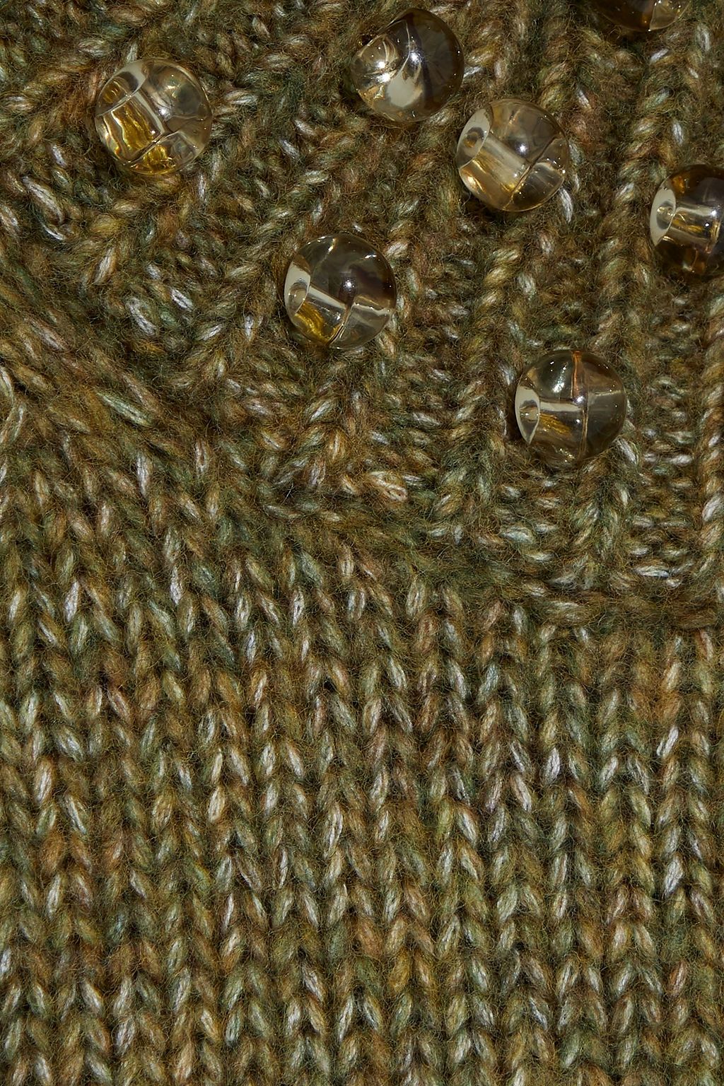 SEE BY CHLOÉ Bead-embellished marled wool and cotton-blend turtleneck sweater