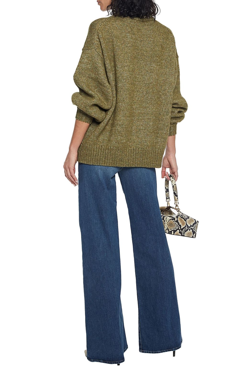 SEE BY CHLOÉ Bead-embellished marled wool and cotton-blend turtleneck sweater