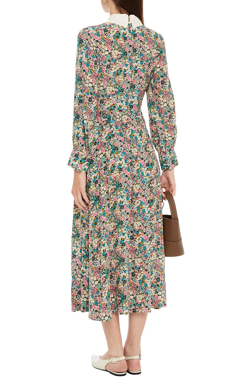 SEE BY CHLOÉ Pussy-bow floral-print silk crepe de chine midi dress