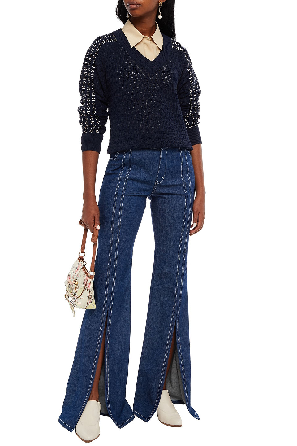 See By Chloé Jacquard-knit Cotton And Alpaca-blend Jumper In Blue