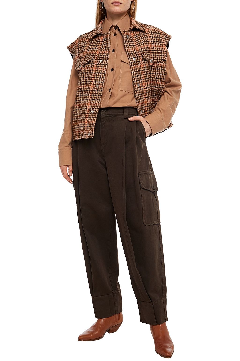 SEE BY CHLOÉ Pleated cotton wide-leg pants