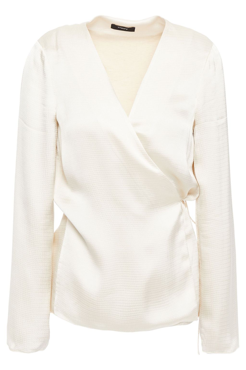 white satin wrap top