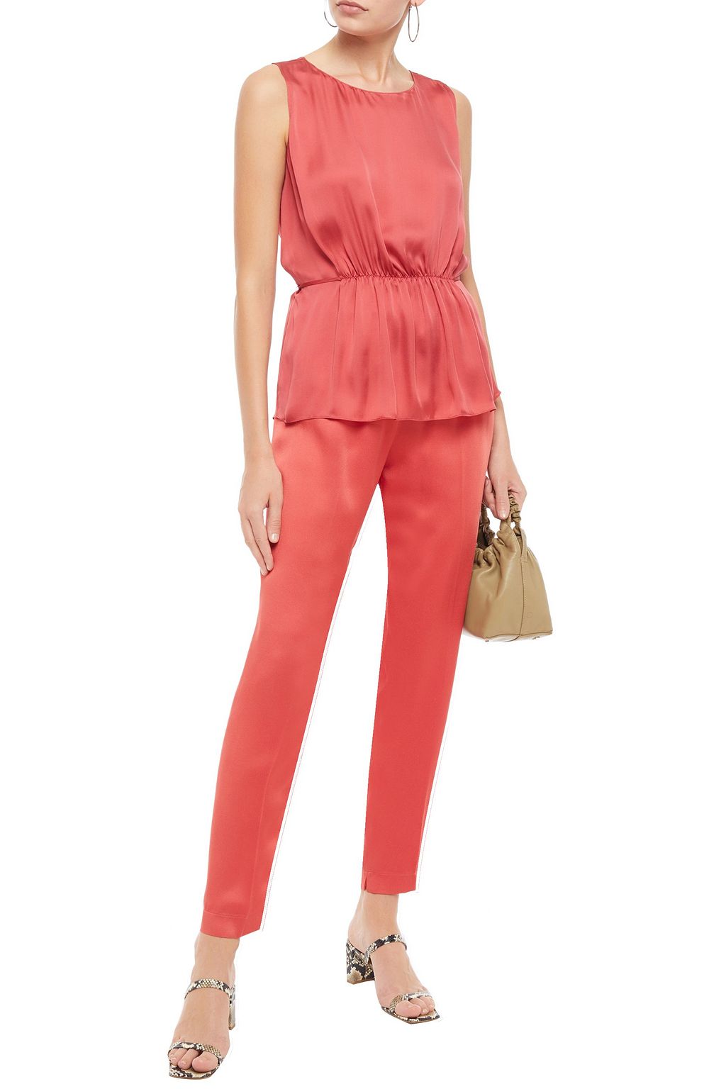 THEORY Tie-back silk-charmeuse top
