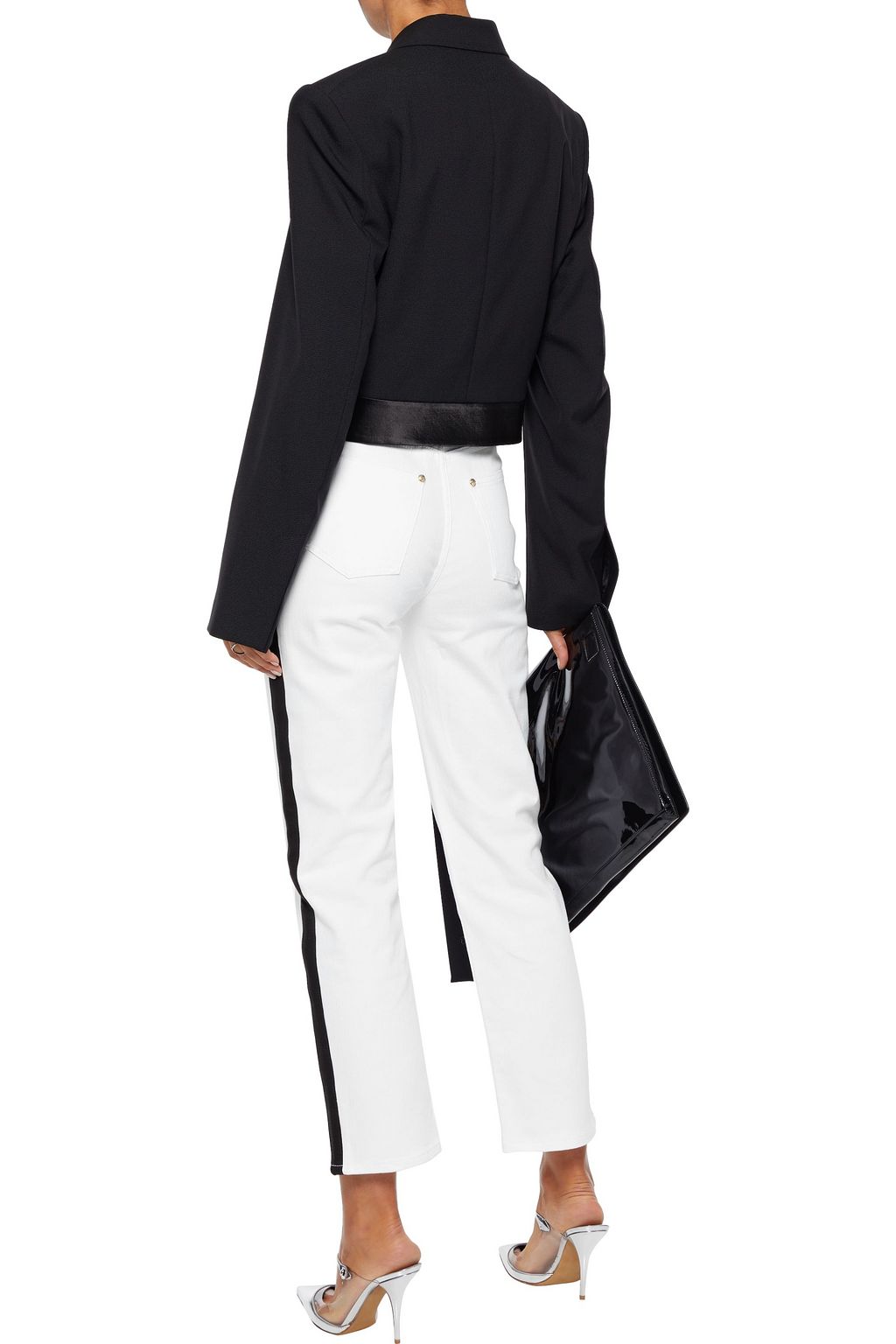 BALMAIN Striped high-rise straight-leg jeans