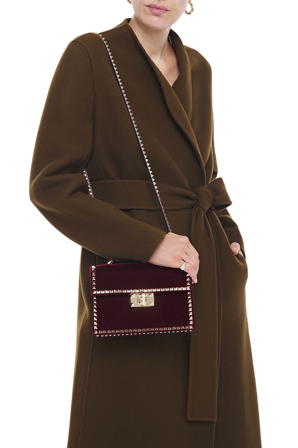 VALENTINO GARAVANI Studded velvet shoulder bag
