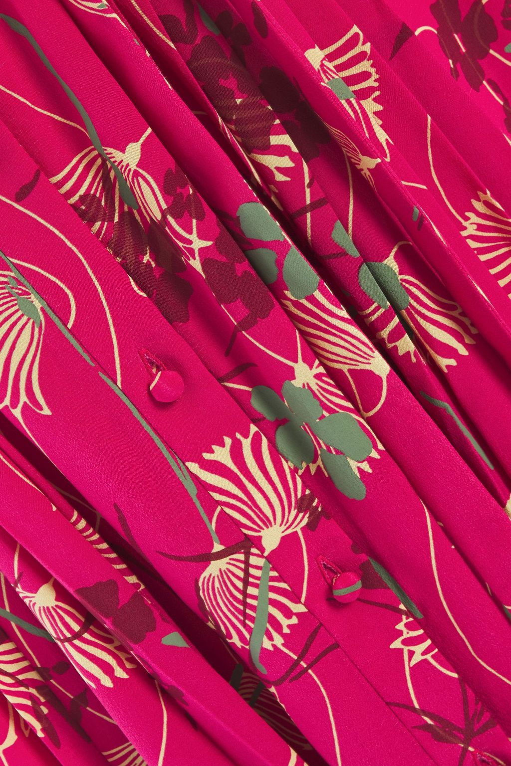 VALENTINO GARAVANI Satin-trimmed pintucked floral-print silk crepe de chine maxi dress
