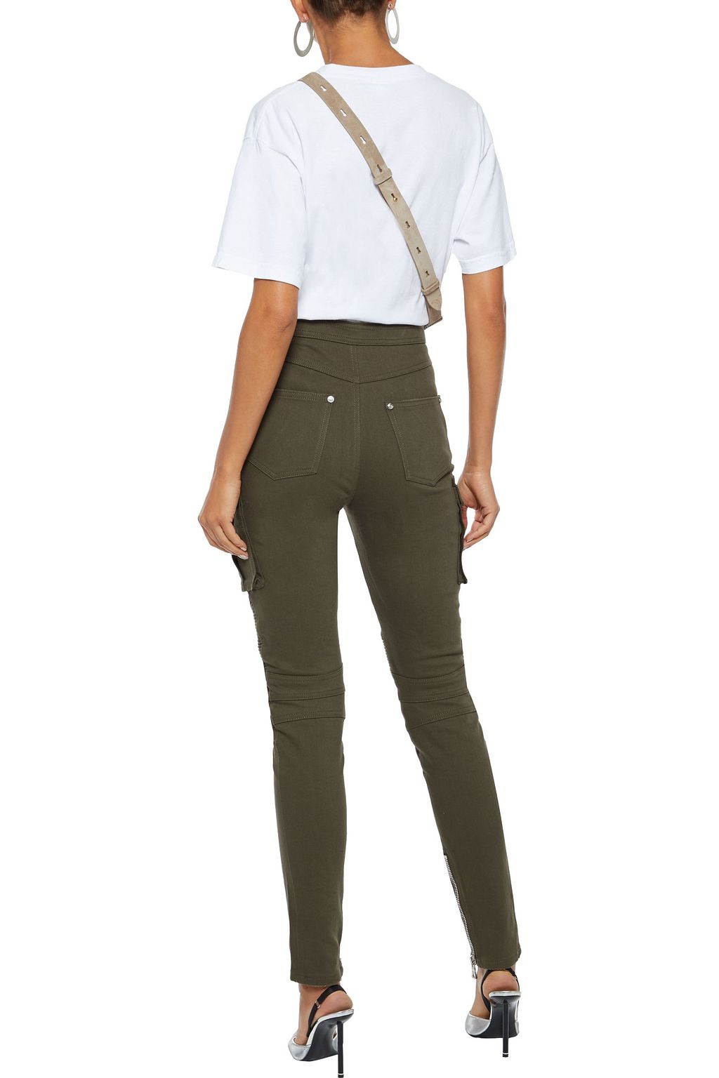 BALMAIN Button-detailed stretch-cotton twill skinny pants