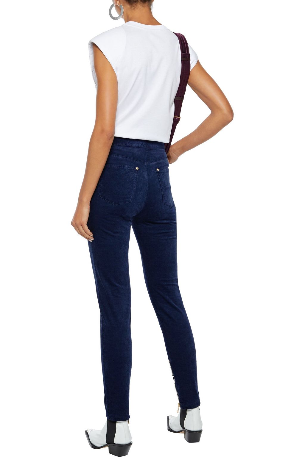 BALMAIN Cotton-blend velvet skinny pants