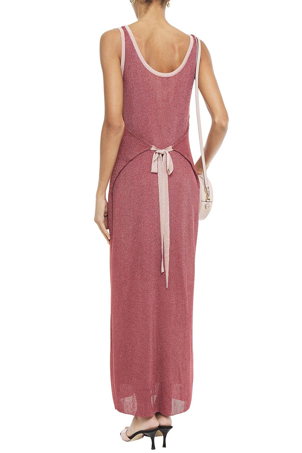 M MISSONI Tie-front metallic crochet-knit maxi dress