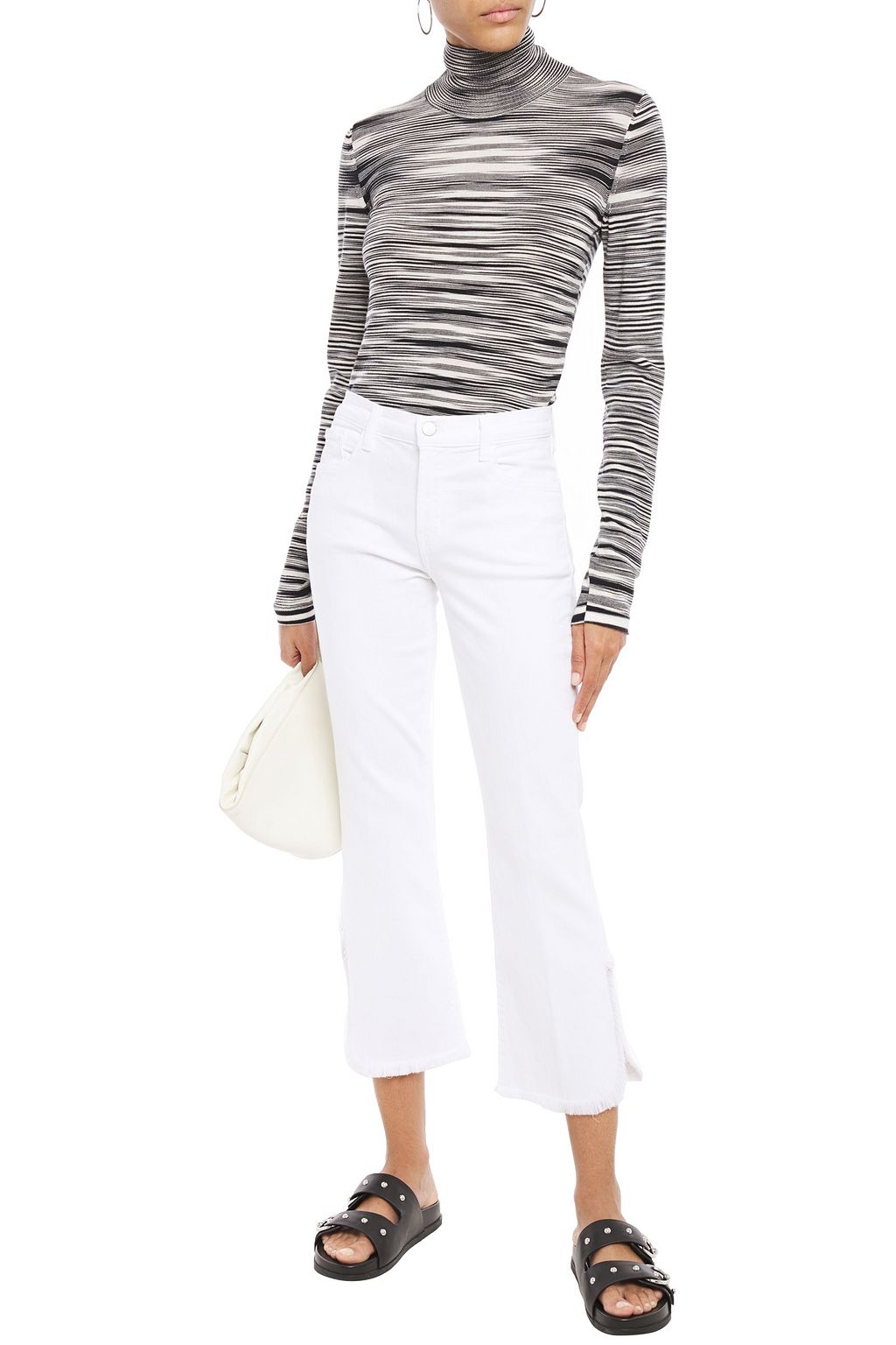 J BRAND Selena frayed mid-rise kick-flare jeans