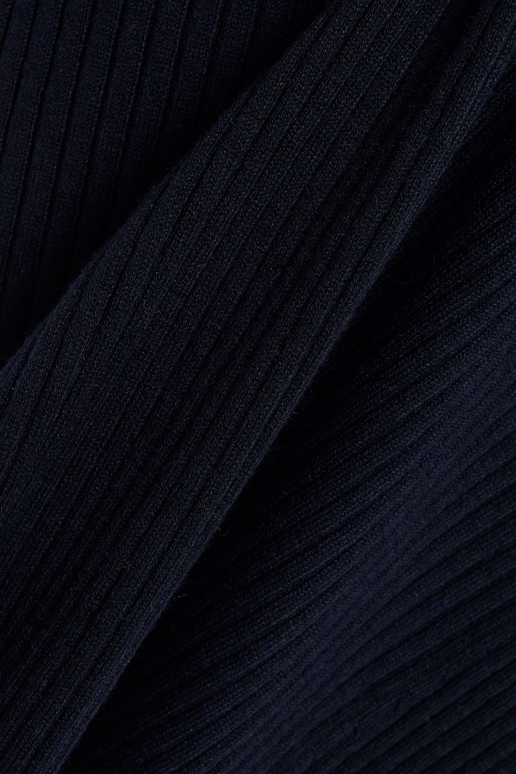 SANDRO Cotton poplin-trimmed fluted ribbed-knit midi dress