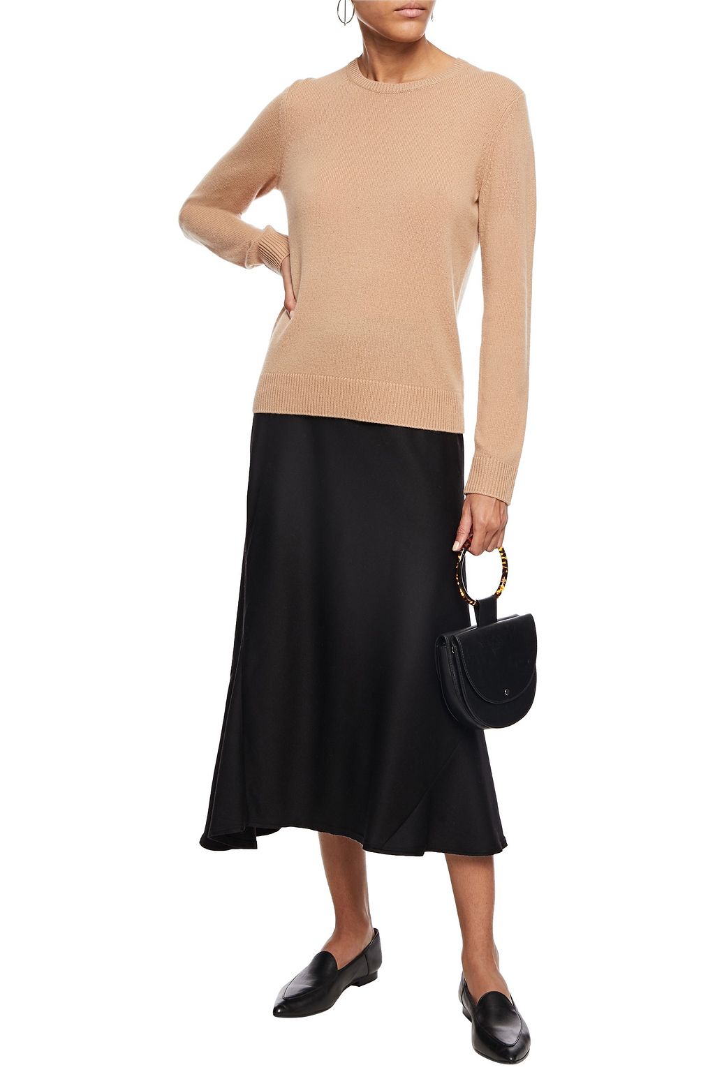 THEORY Fluted wool-felt midi skirt