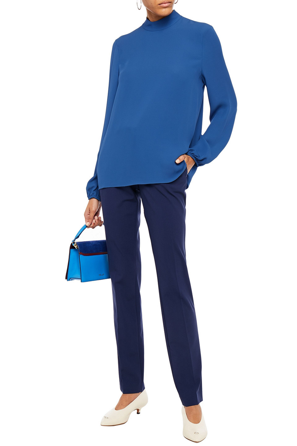Click to view more detailed imagery on our partner's website Theory Silk Crepe De Chine Blouse In Blue