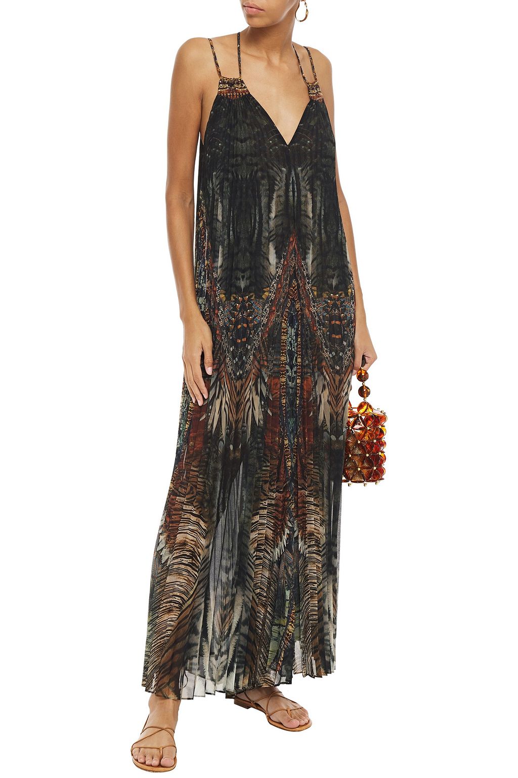 CAMILLA Crystal-embellished printed georgette jumpsuit