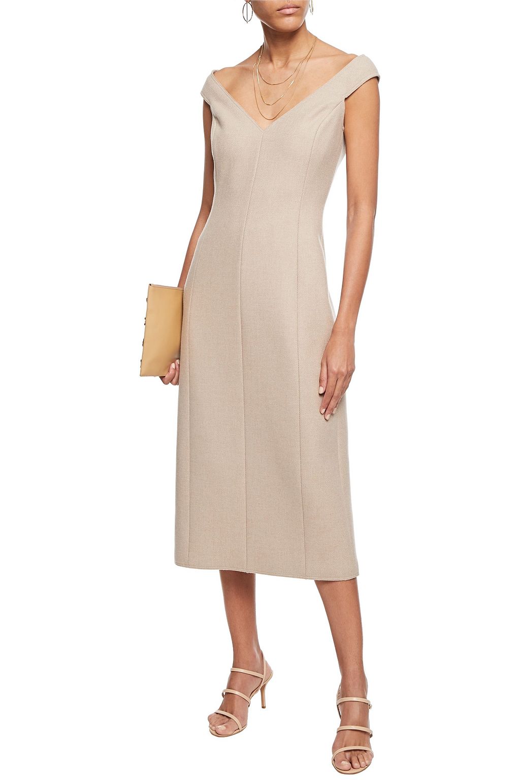 THEORY Brushed wool-twill midi dress