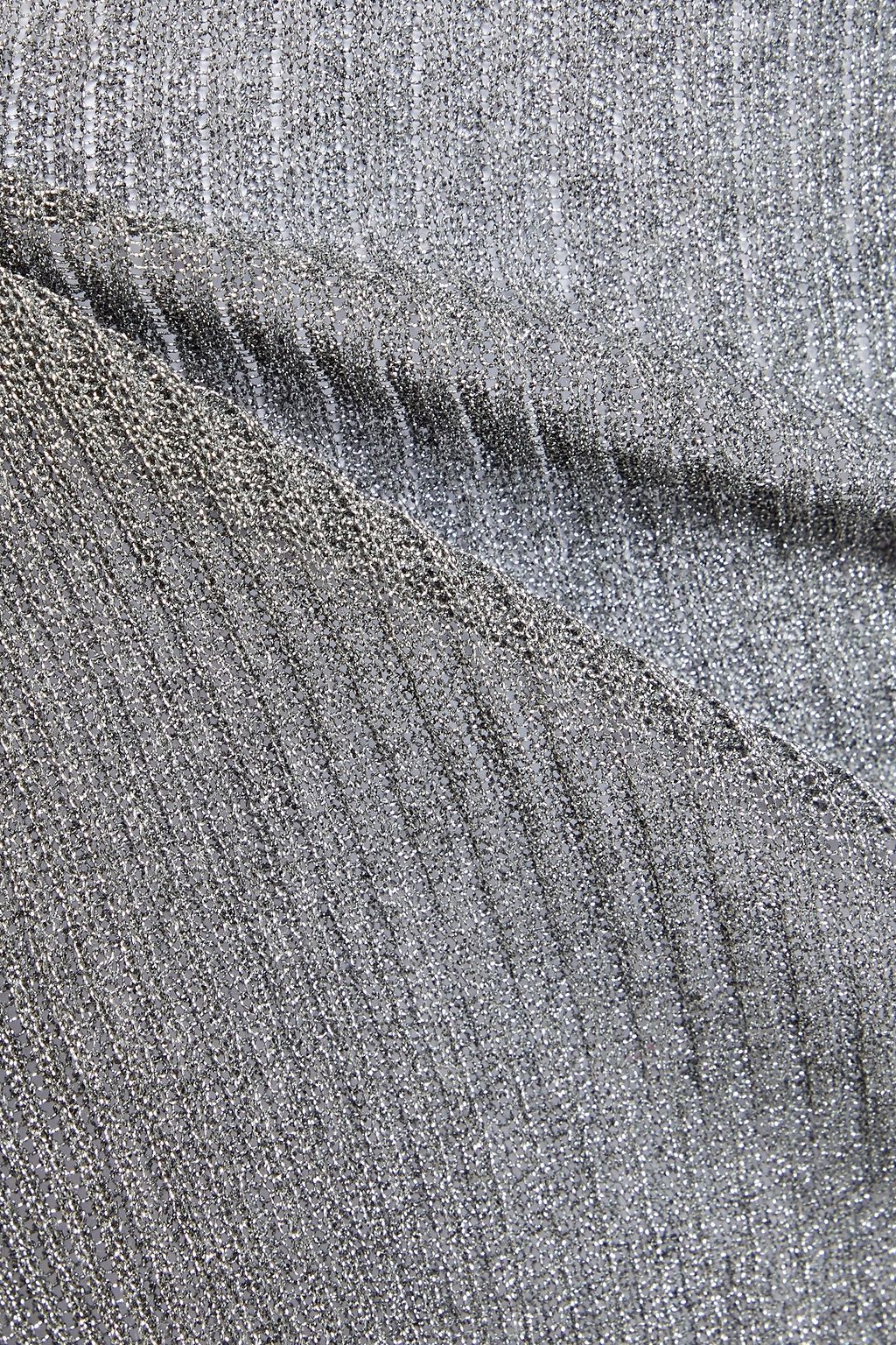 M MISSONI Ruffle-trimmed metallic ribbed-knit top
