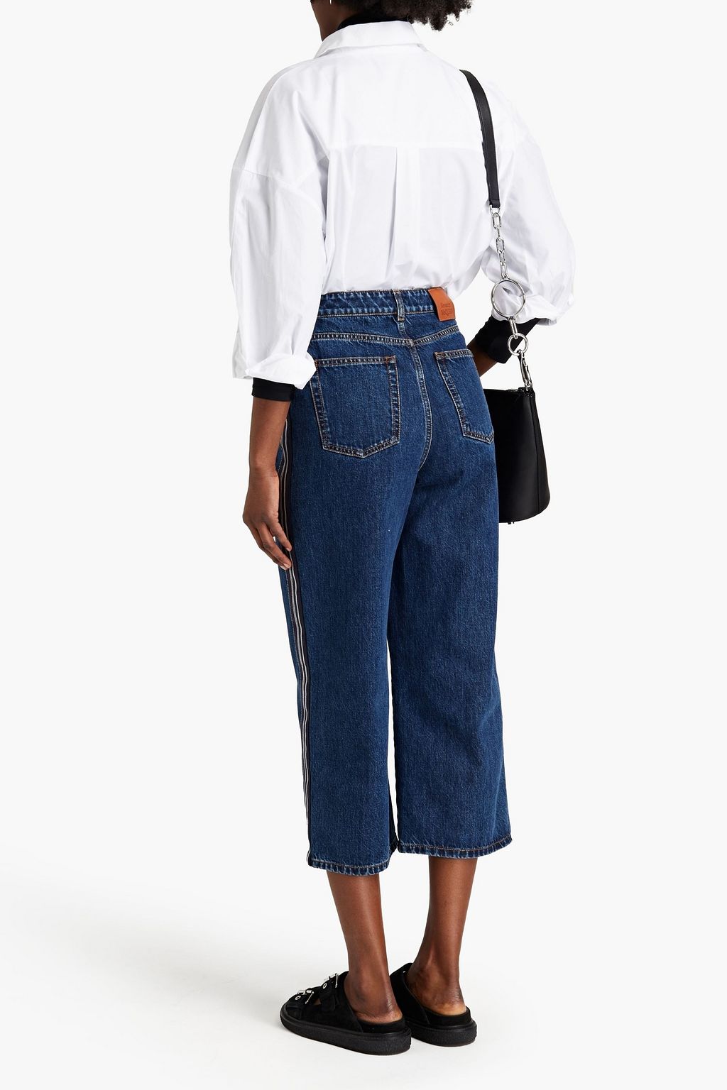MCQUEEN Cropped high-rise wide-leg jeans