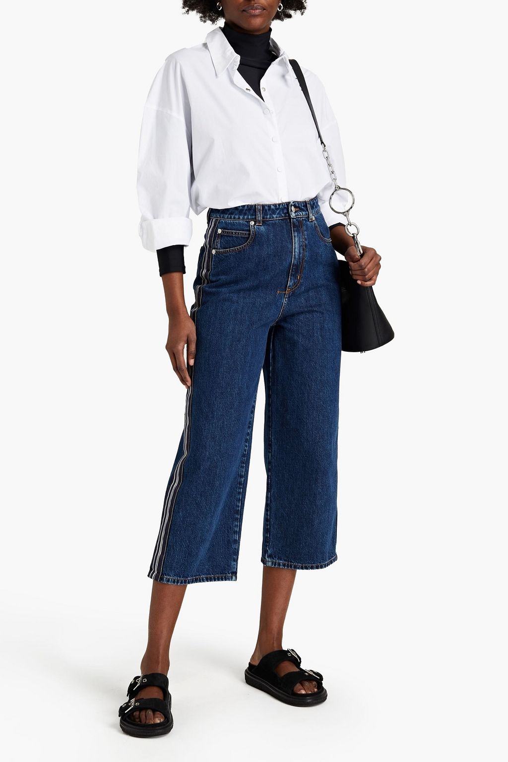 MCQUEEN Cropped high-rise wide-leg jeans