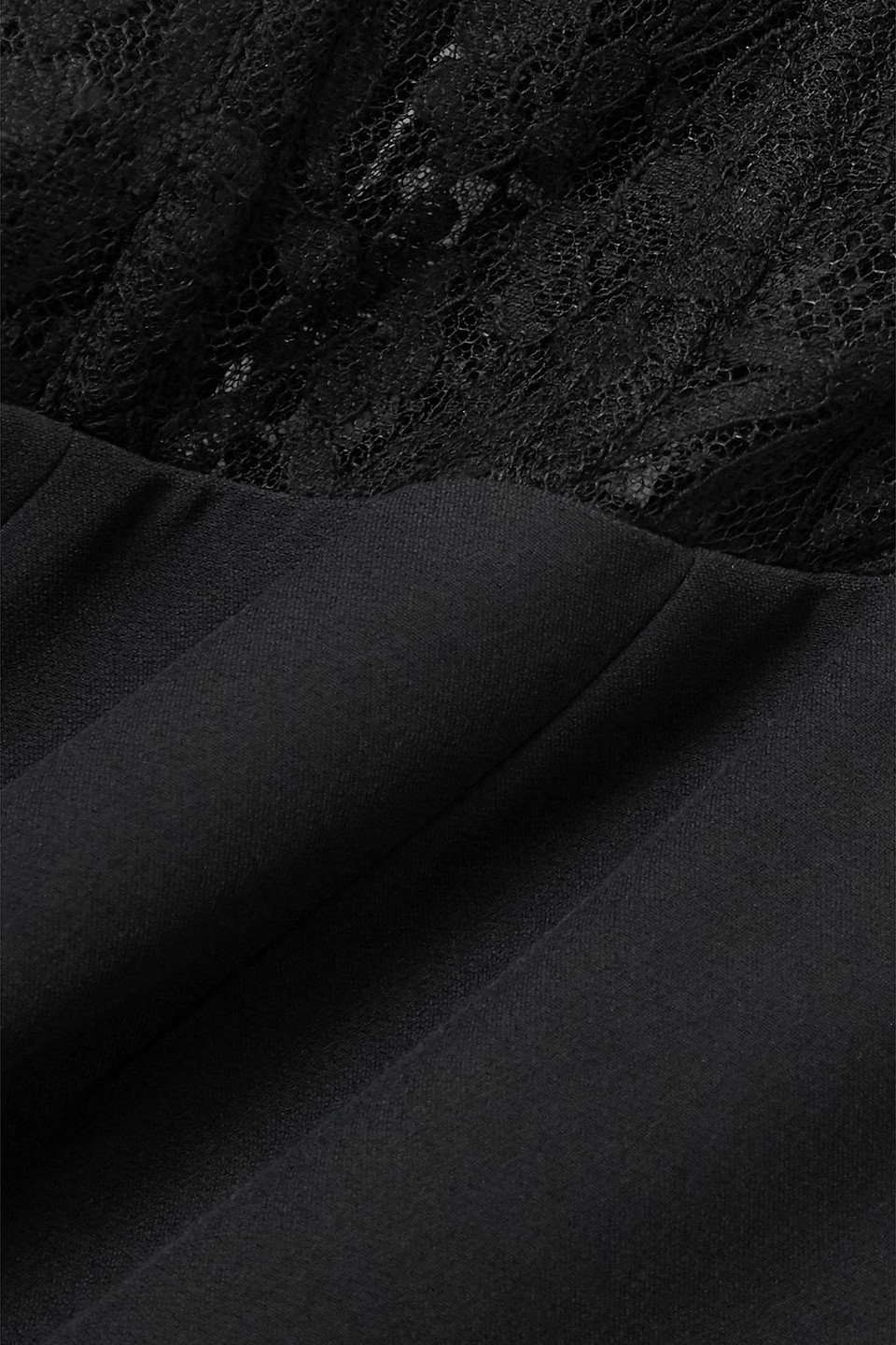 Alexander Mcqueen Lace-trimmed Crepe Midi Dress In Black