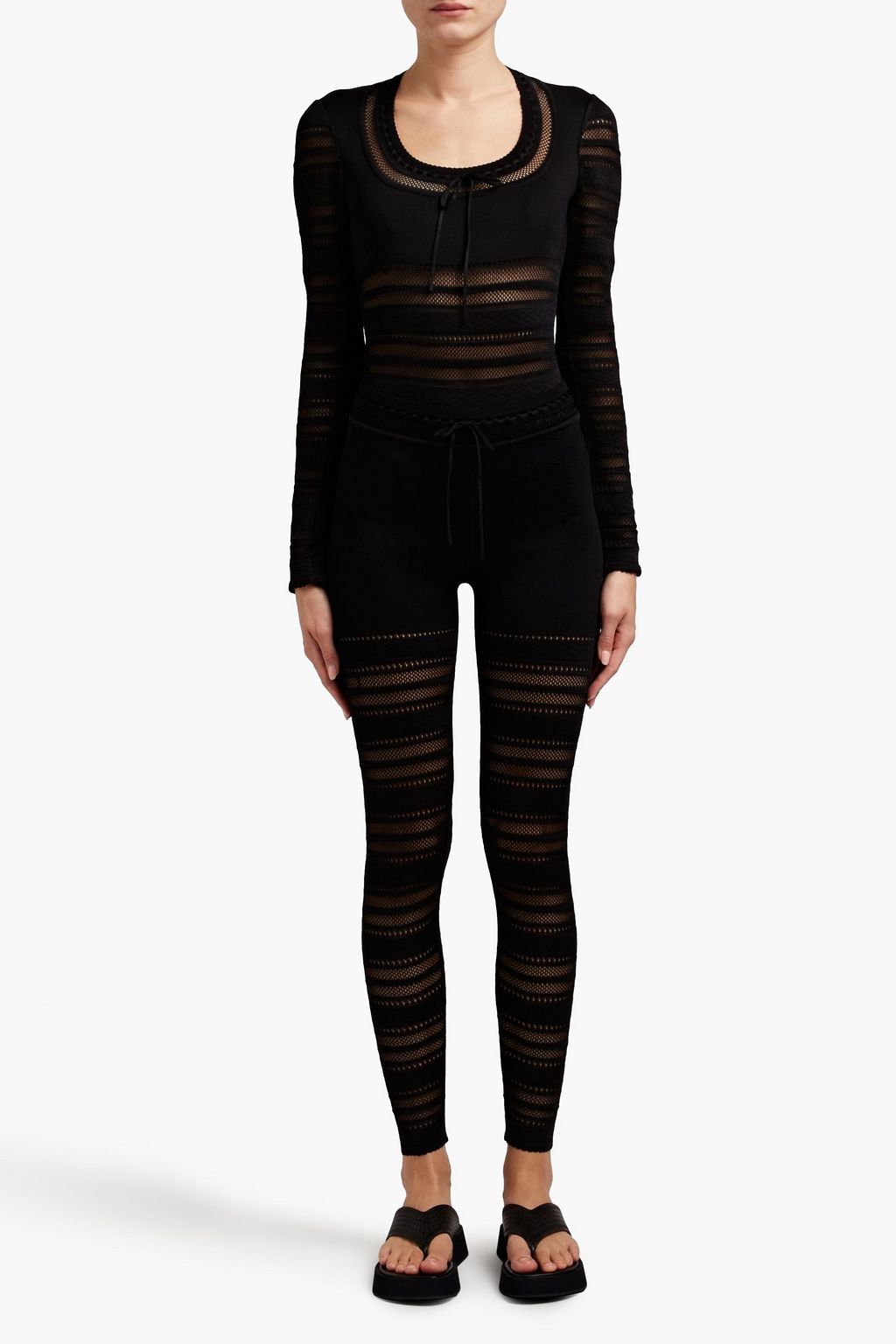 ALAÏA 보우 디테일 오픈 니트 바디수트