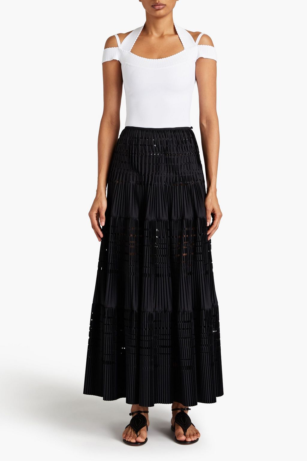 ALAÏA Cold-shoulder stretch-knit bodysuit