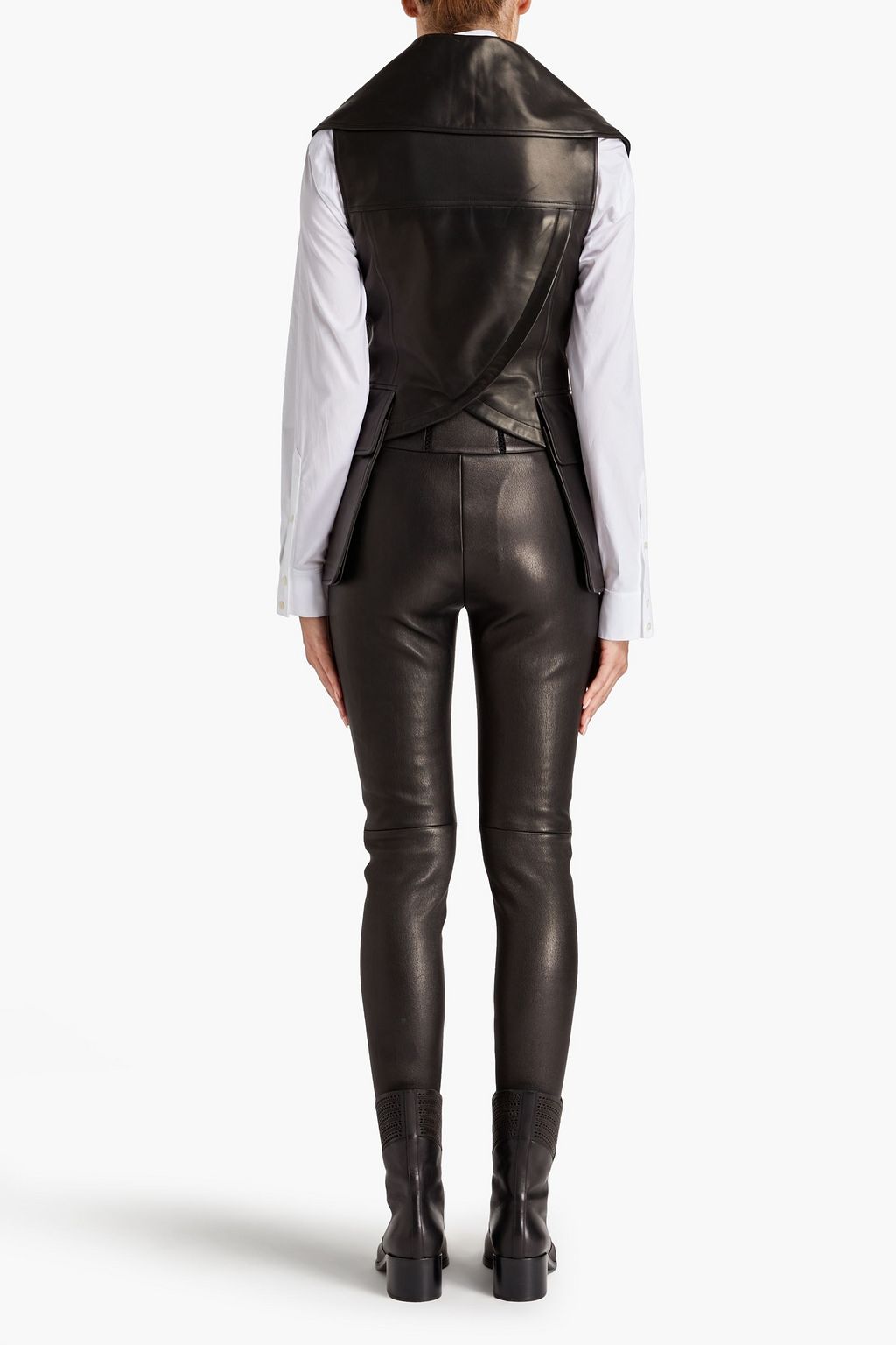 ALAÏA レザー ダブルブレストベスト アシンメトリー