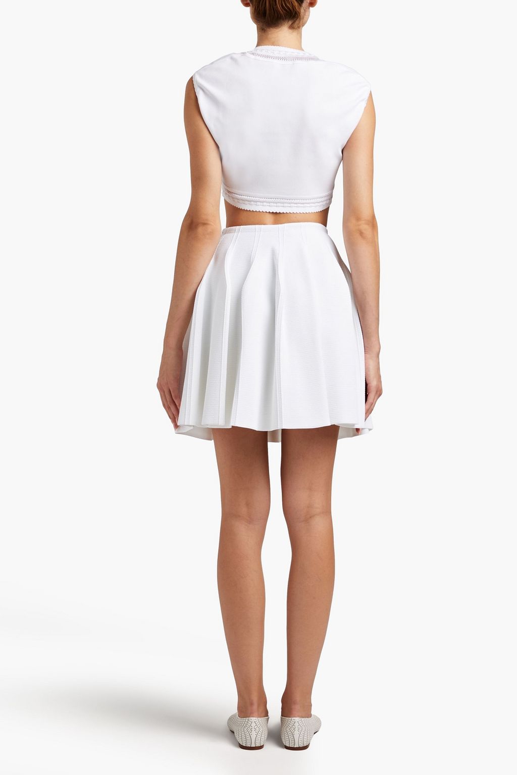 ALAÏA ストレッチニット クロップドトップス リボン付き