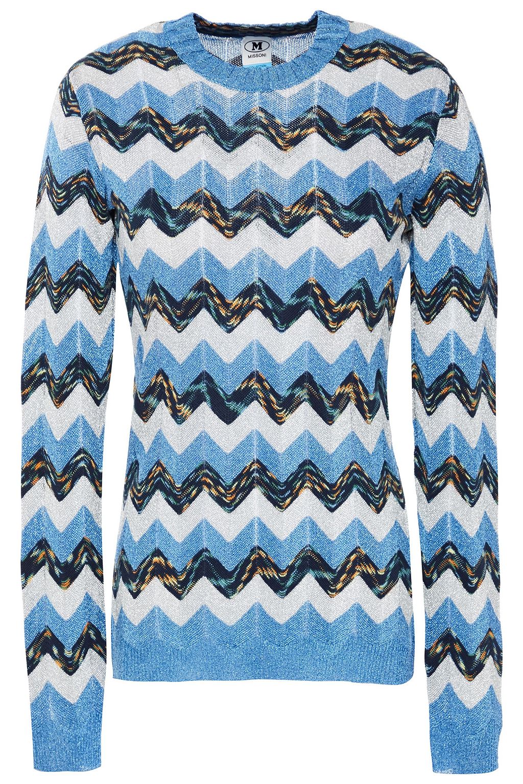 Metallic crochet knit sweater azure One Size