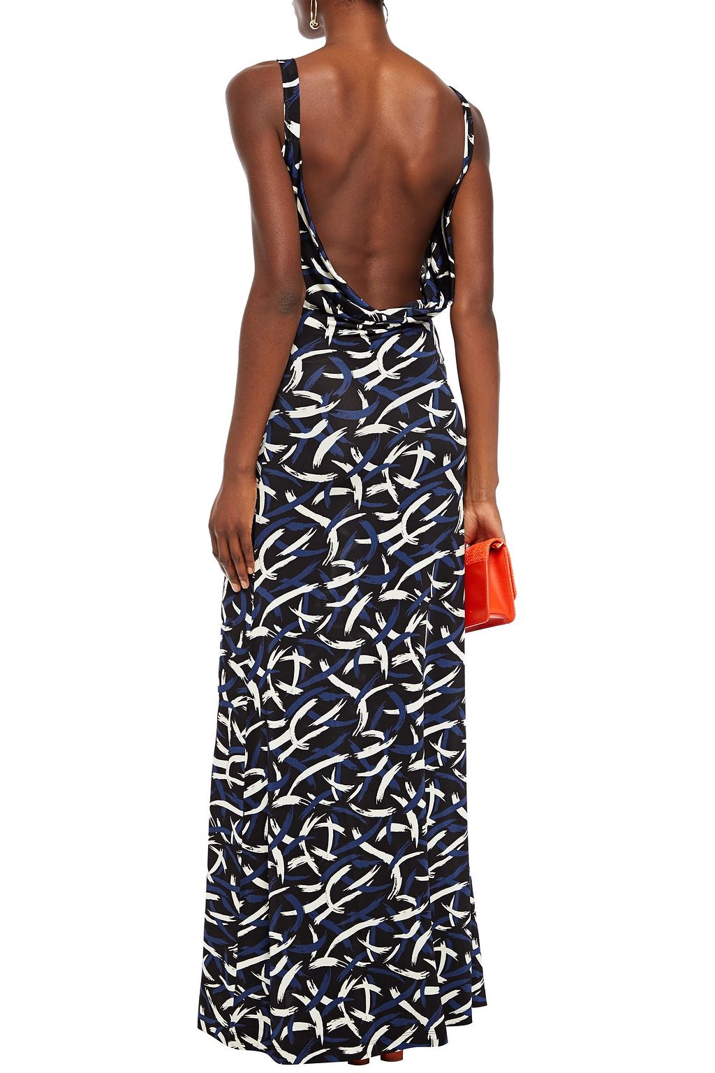 M MISSONI Open-back draped printed stretch-jersey maxi dress