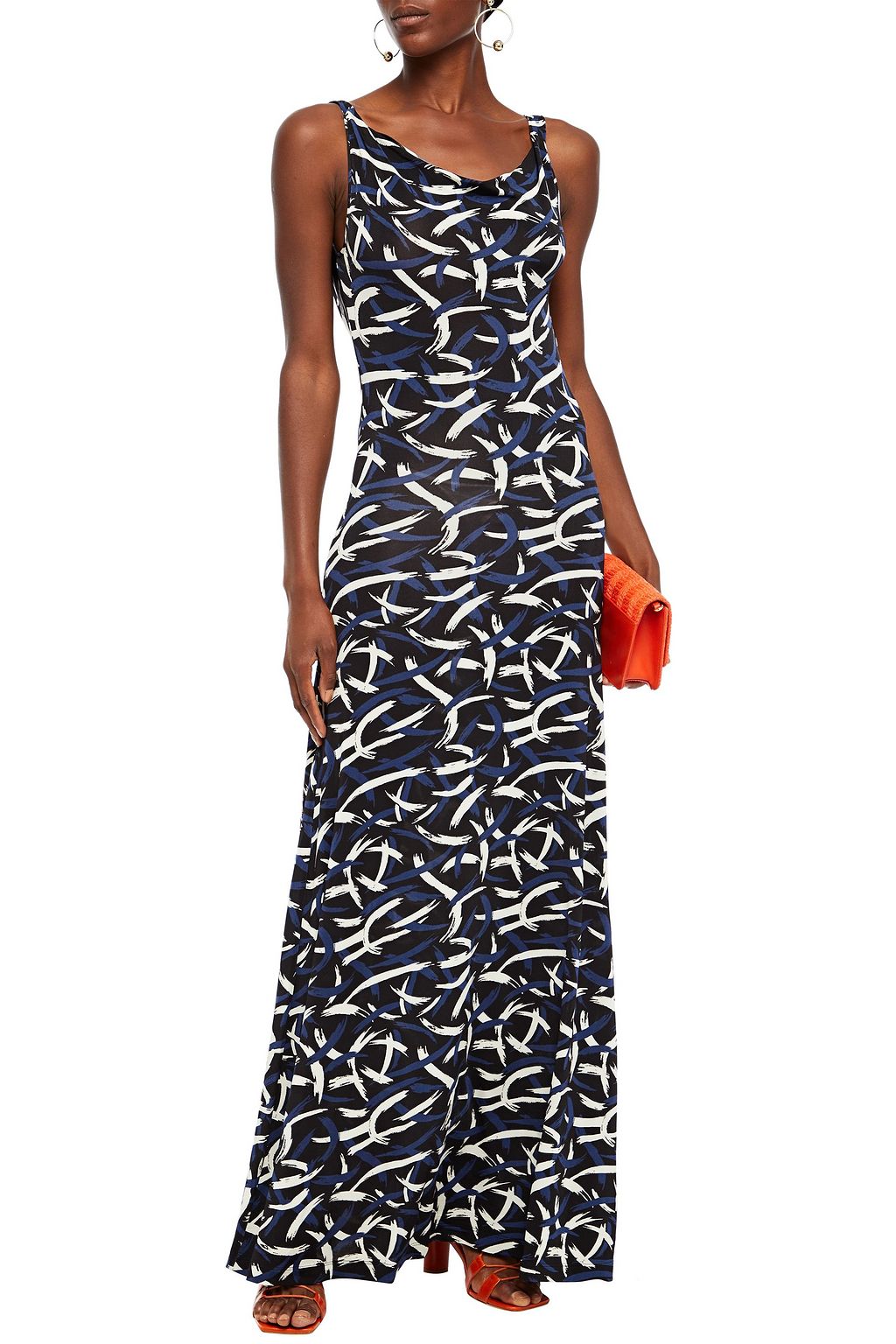 M MISSONI Open-back draped printed stretch-jersey maxi dress