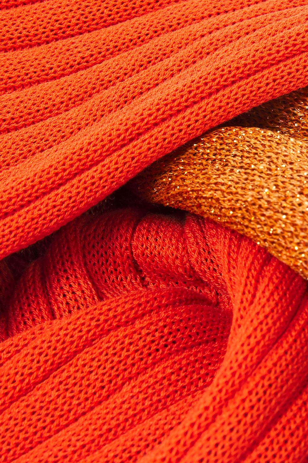 M MISSONI Two-tone ribbed knit-paneled cotton-blend scarf
