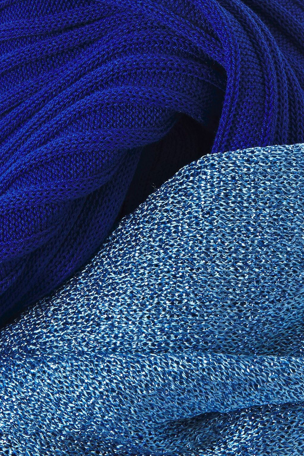 M MISSONI Two-tone ribbed knit-paneled cotton-blend scarf