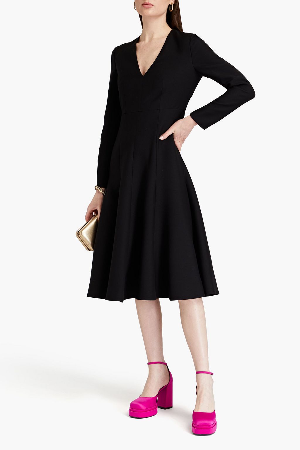 VALENTINO GARAVANI Wool and silk-blend midi dress