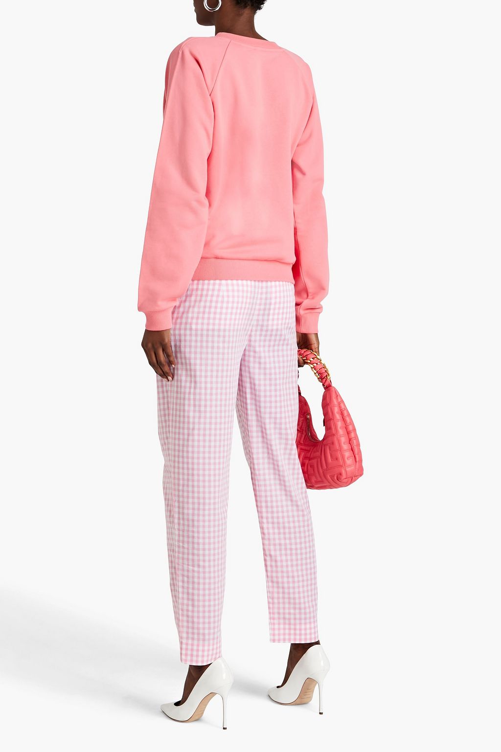 BALMAIN Gingham cotton tapered pants