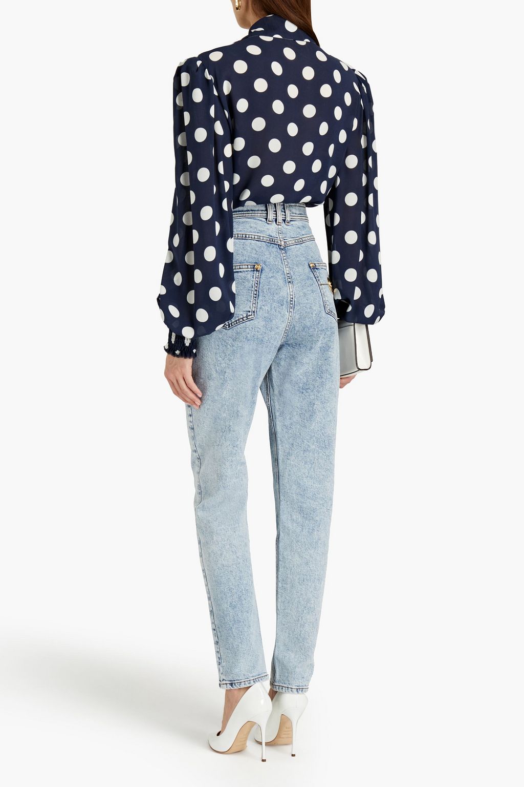 BALMAIN Hoch sitzende Karottenjeans in ausgewaschener Optik