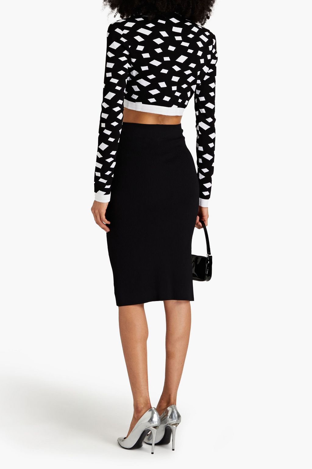 BALMAIN Cropped jacquard-knit turtleneck sweater