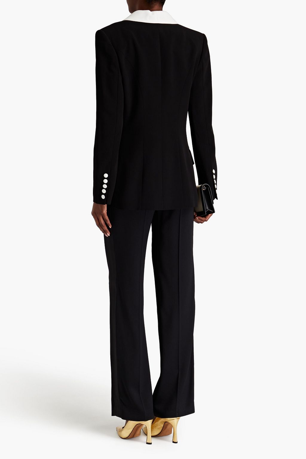 BALMAIN Double-breasted two-tone crepe blazer